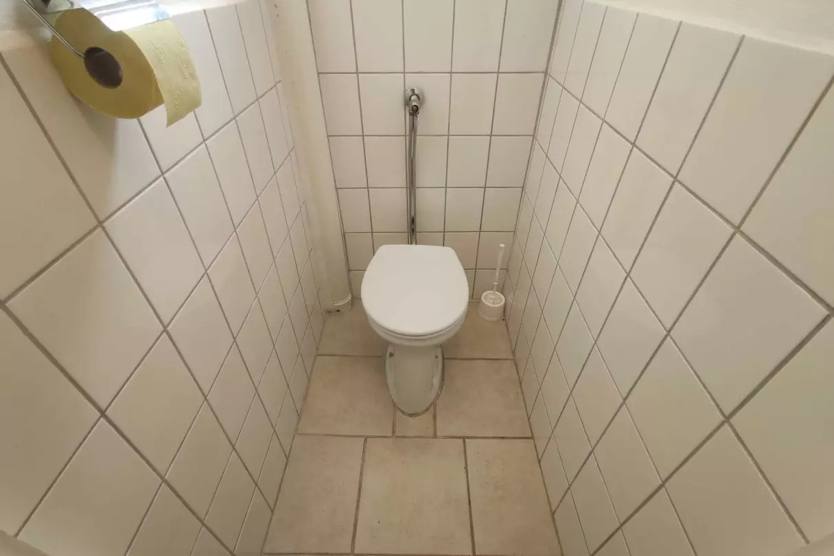 A kép a külön helyiségben lévő illemhelyet ábrázolja