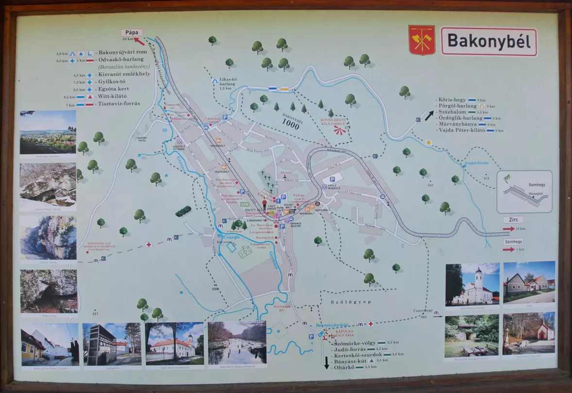 Bakonybél térkép és látnivalók