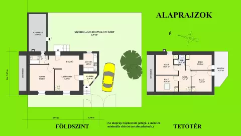 A kétszintes sorház-rész alaprajzi beosztása