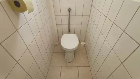 A kép a külön helyiségben lévő illemhelyet ábrázolja